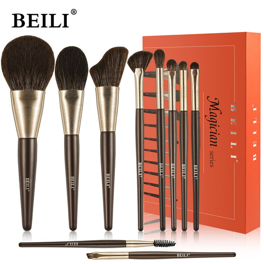 Baili 10pcs Rose Gold Tube Synthetic Hair Vegan Luxury Makeup Brush