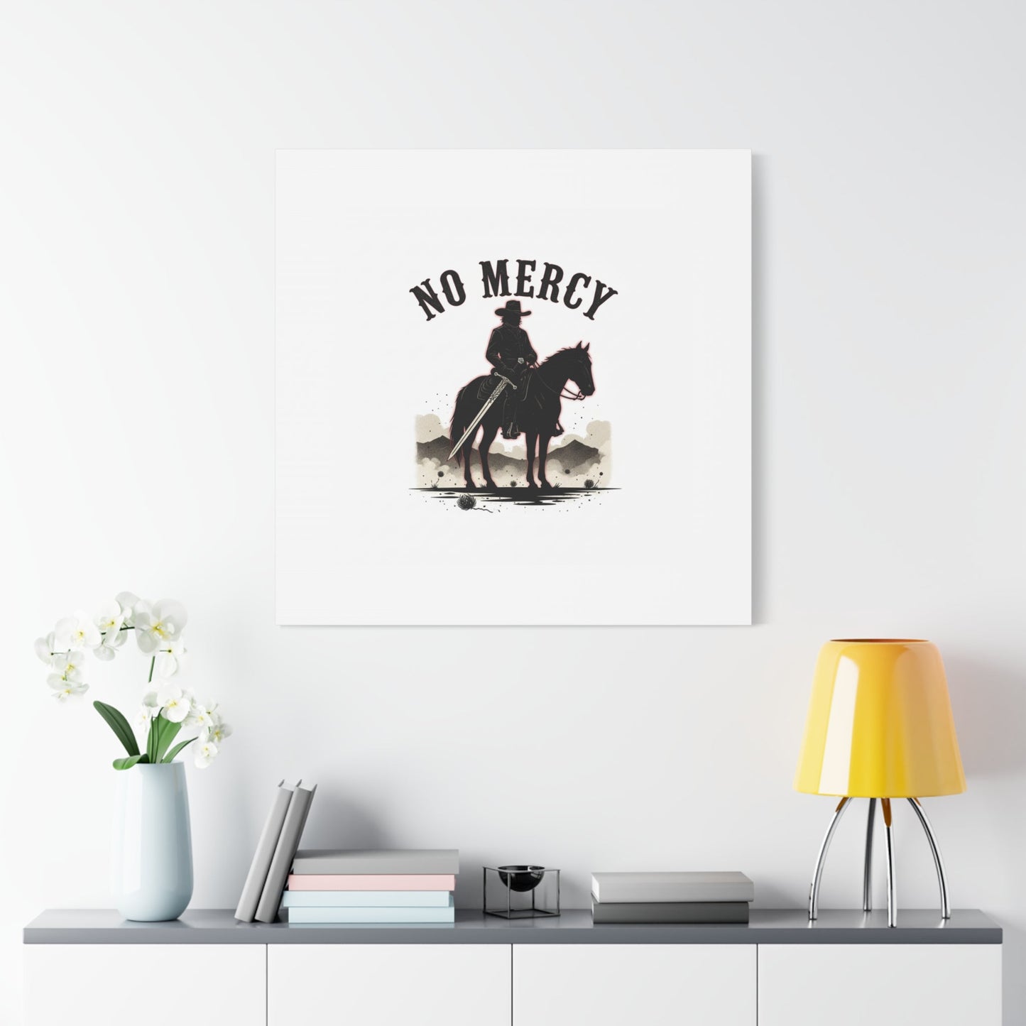 No Mercy Cowboy Skull Canvas | western skull art, gothic Americana