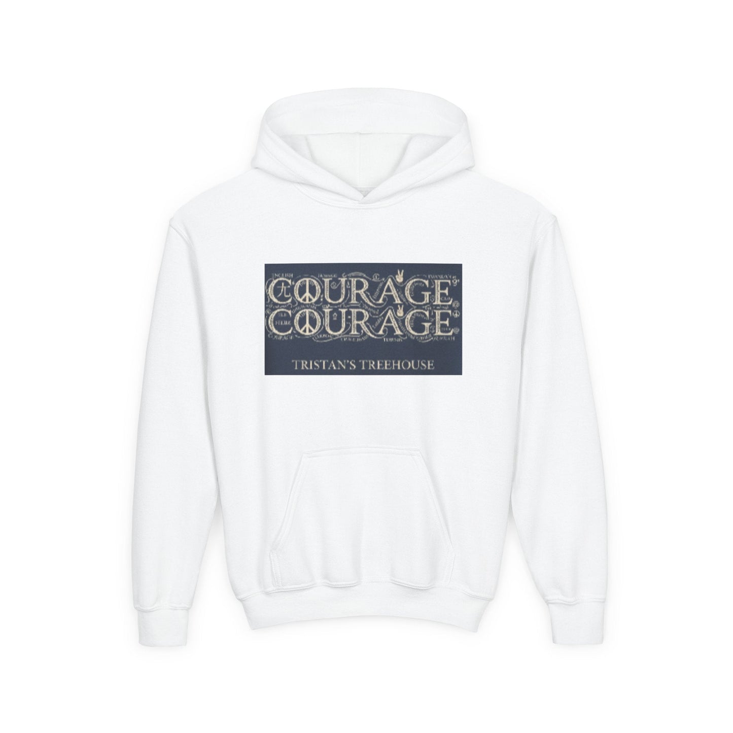 Youth Hoodie — 'Courage' Front & 'Peace Is a Universal Language' Back Graphic Sweatshirt