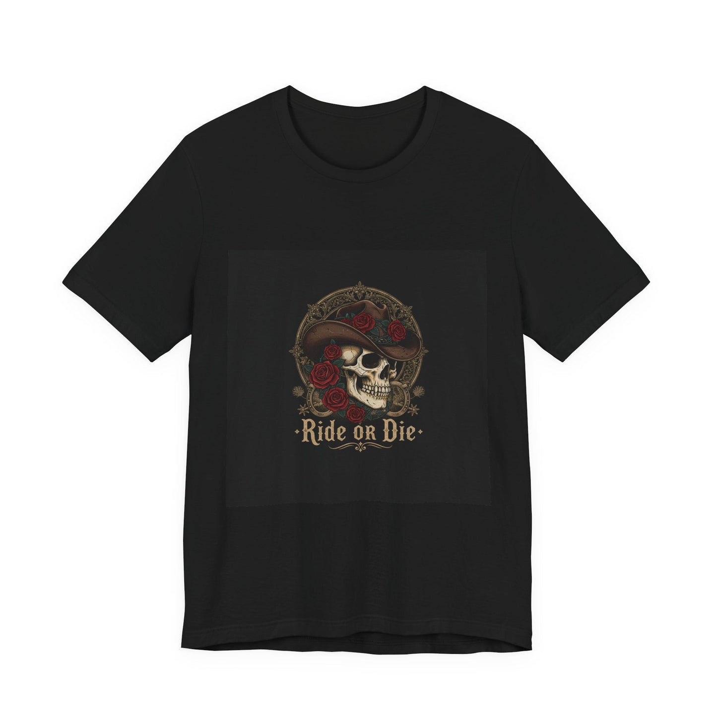 Ride or Die Skull Cowboy Tee | western skull art, gothic Americana