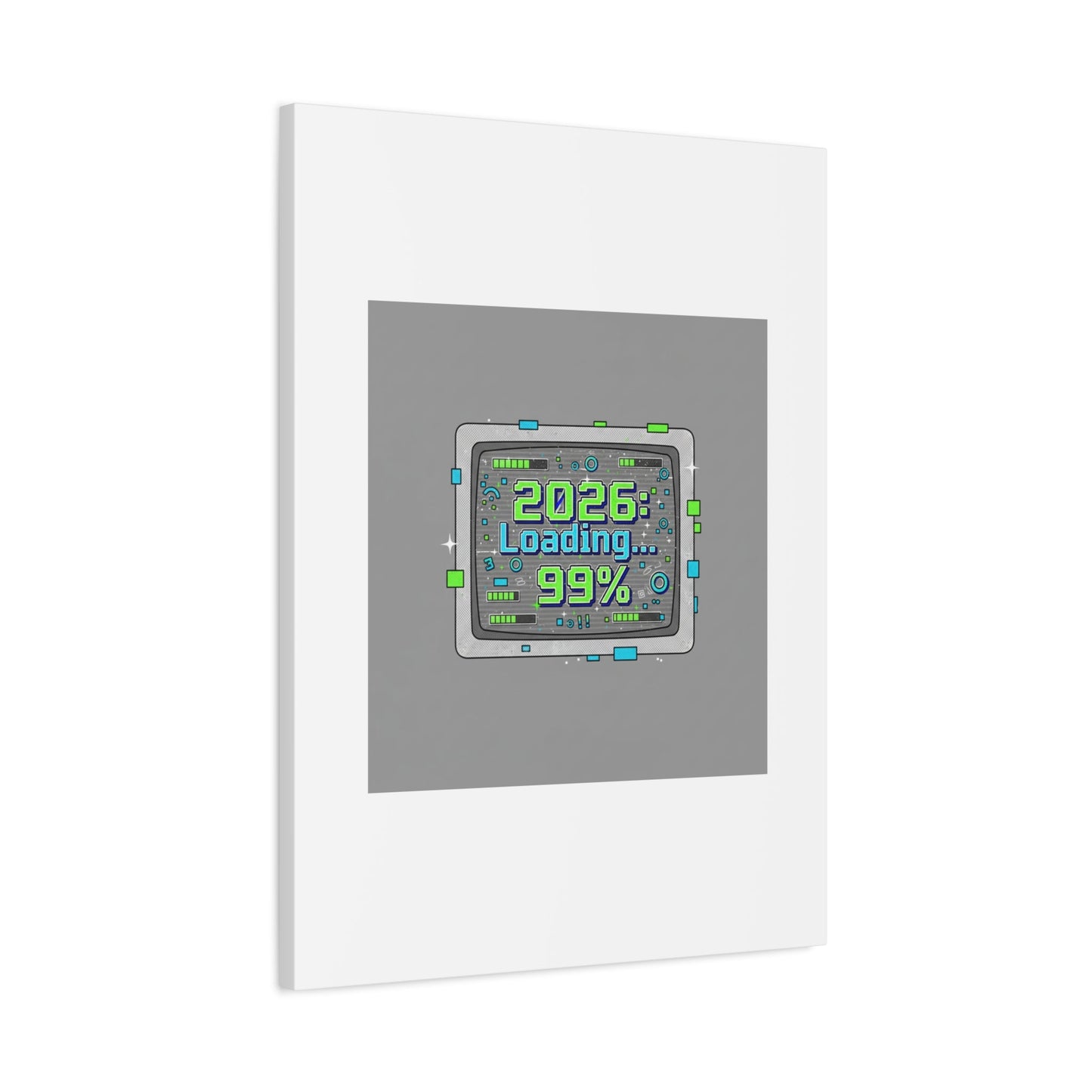 2026 Loading 99% Canvas | NYE countdown, retro system interface