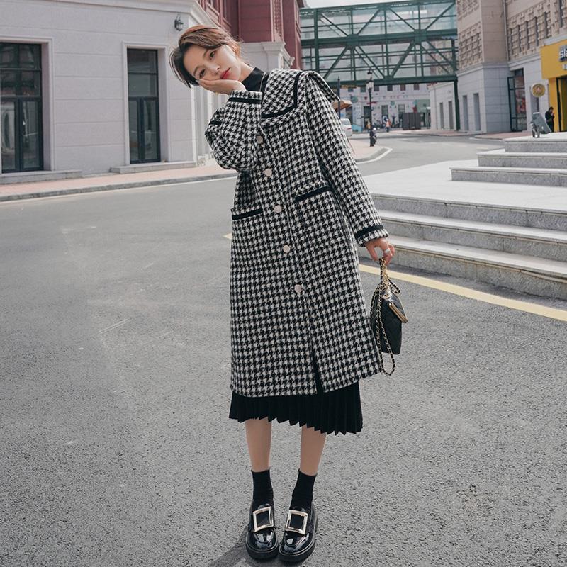 Winter Loose Navy Collar Woolen Coat