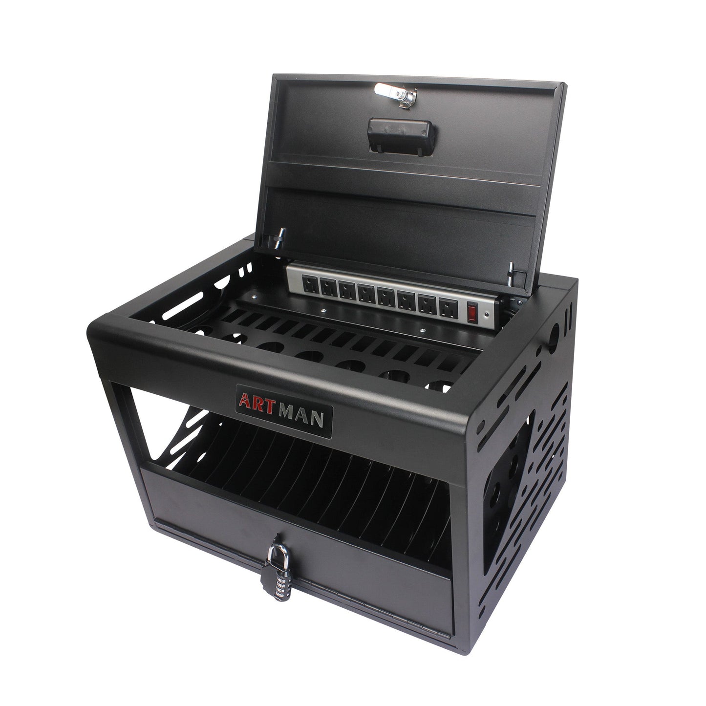 16 Bay Charging Cabinet for Laptop Chromebook Locking Charging Station-BLACK