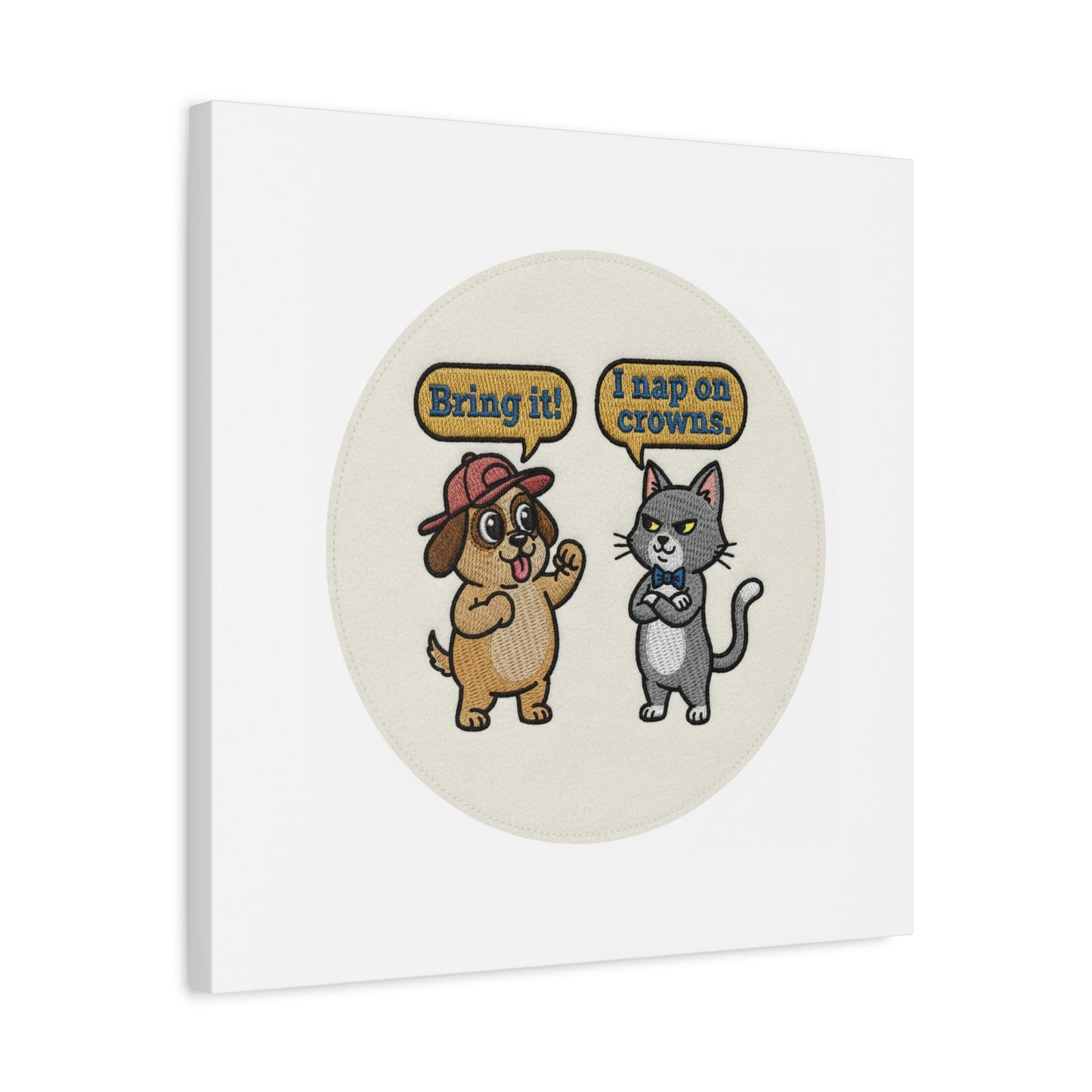 Funny Cat vs Dog Canvas | Pet Rivalry Wall Art