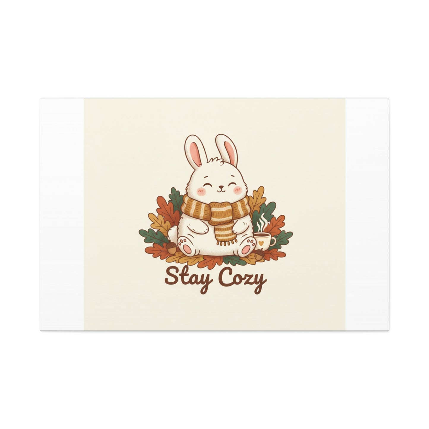 Cozy Bunny Illustration Canvas | Cute Critter Winter Forest Art