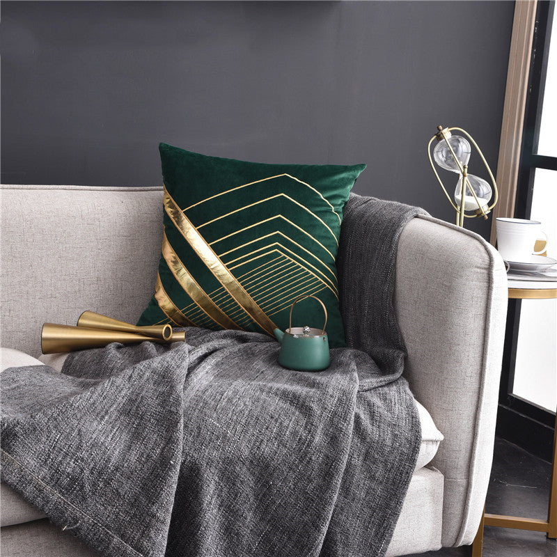 Light Luxury American Style Pillow Patch Leather Embroidered Cushion Sofa Cushion
