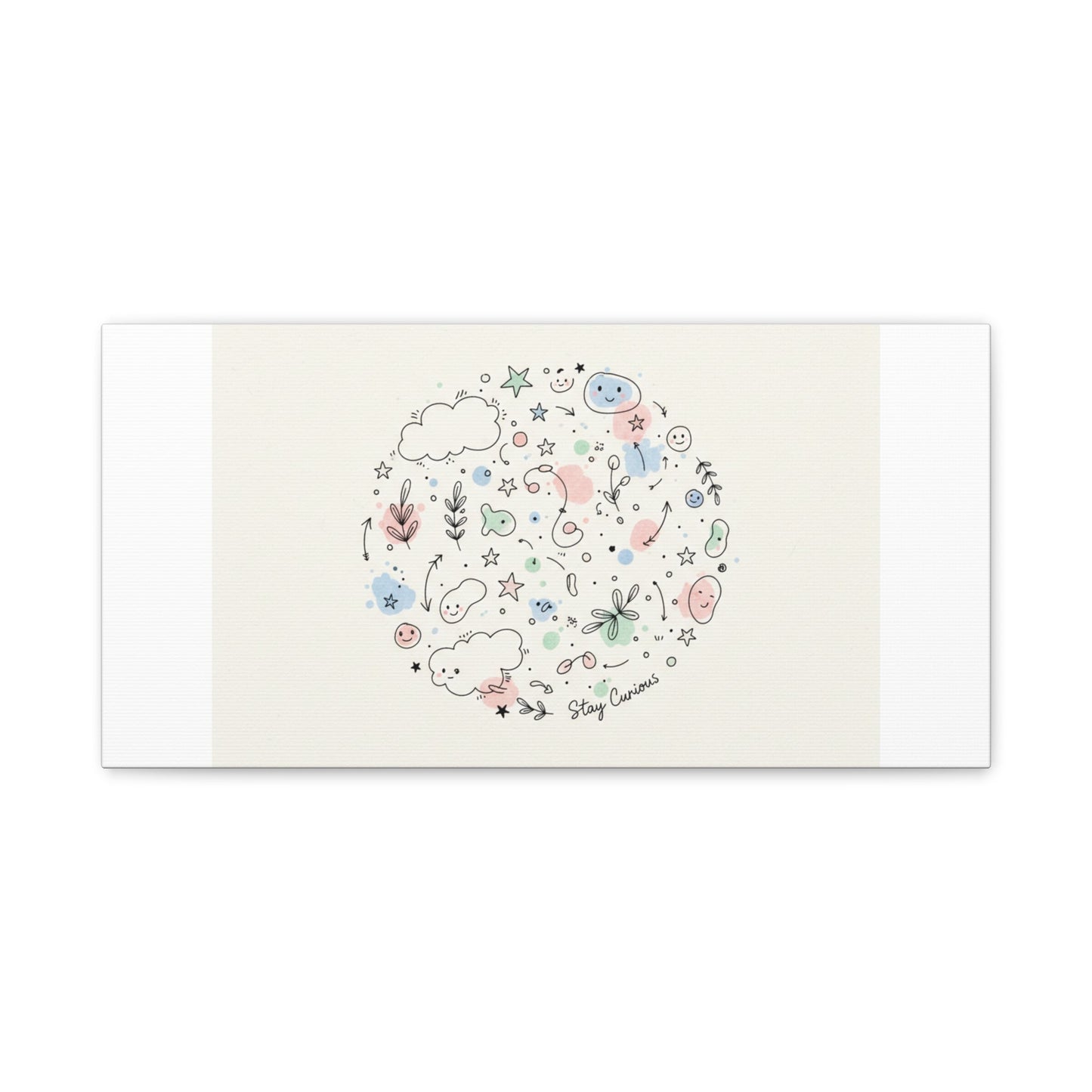 Doodle Circle Line Drawing Matte Canvas, Hand-Drawn Sketch Art