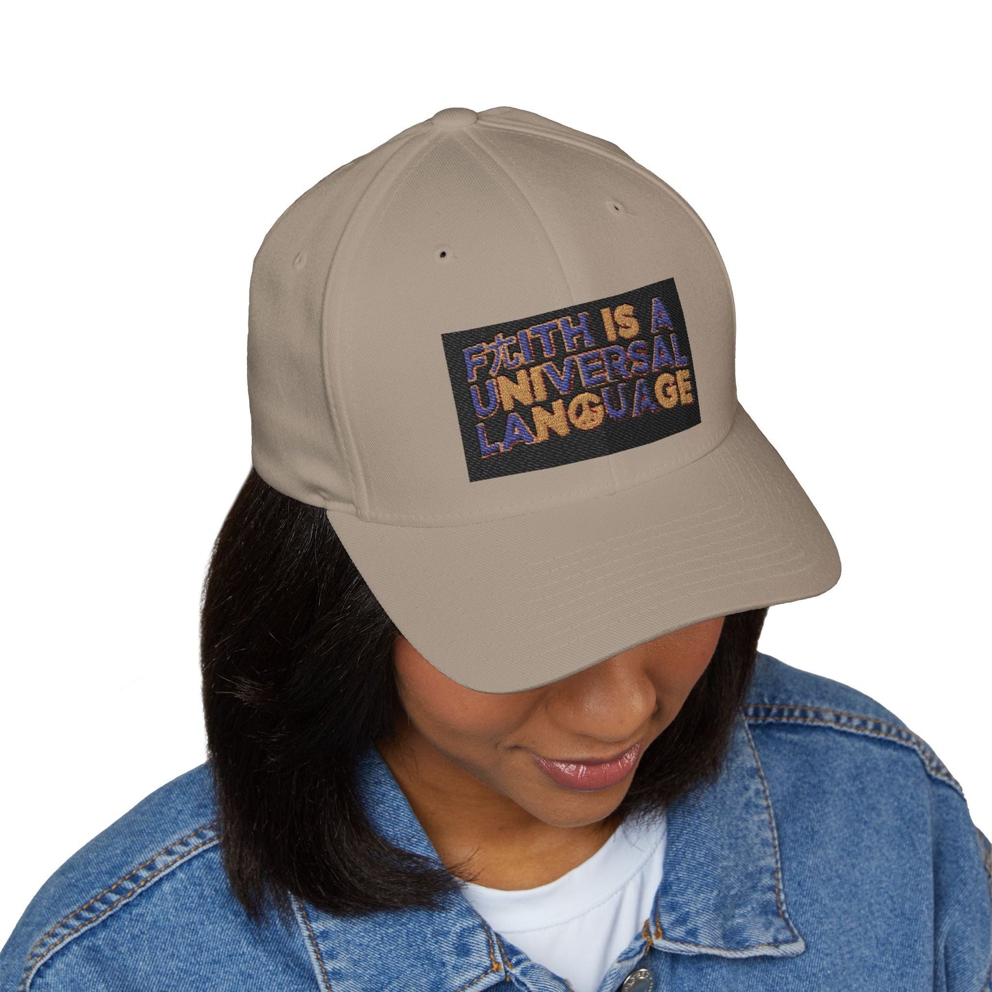 Embroidered 'Faith Is A Universal Language' Closed-Back Cap