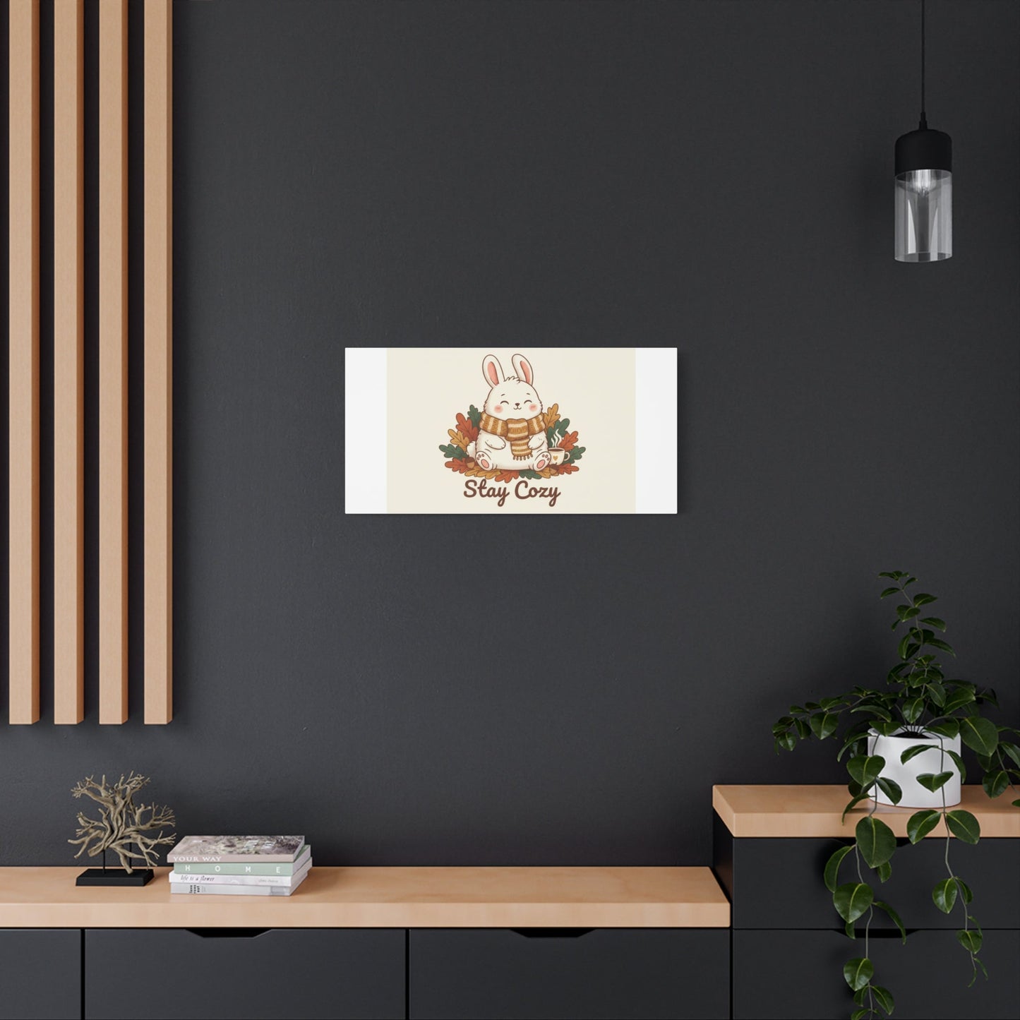 Cozy Bunny Illustration Canvas | Cute Critter Winter Forest Art
