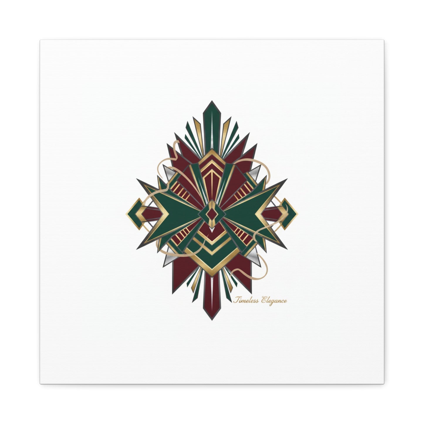 Art Deco geometric brass print Canvas | Neo-Deco chrome & gold fan motif