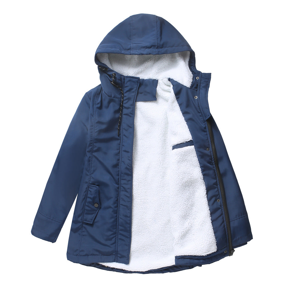 New Style Warm Coat For Fall Winter Women's European Size Thickened Plus Velvet Cotton Coat