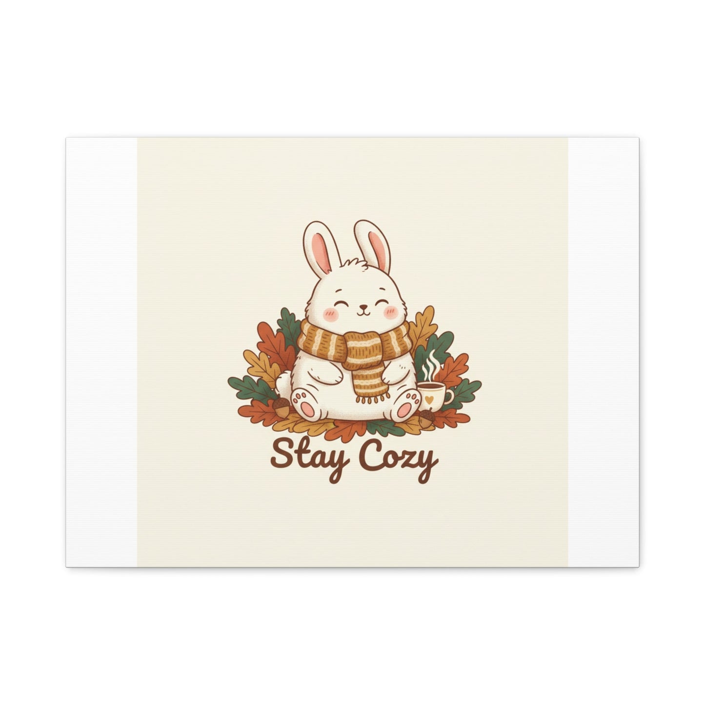 Cozy Bunny Illustration Canvas | Cute Critter Winter Forest Art