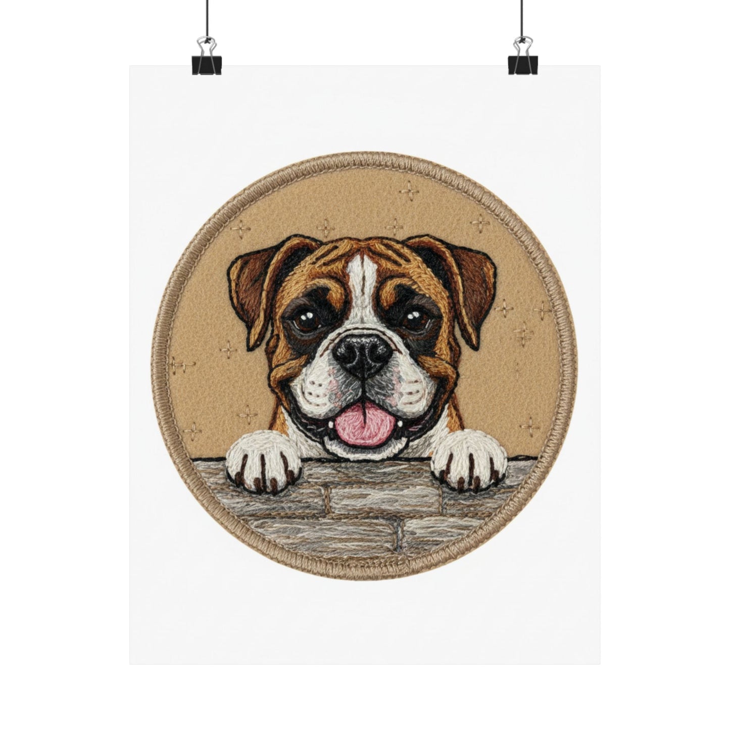 Boxer Dog Satin Poster — Cute Smiling Pup Wall Art