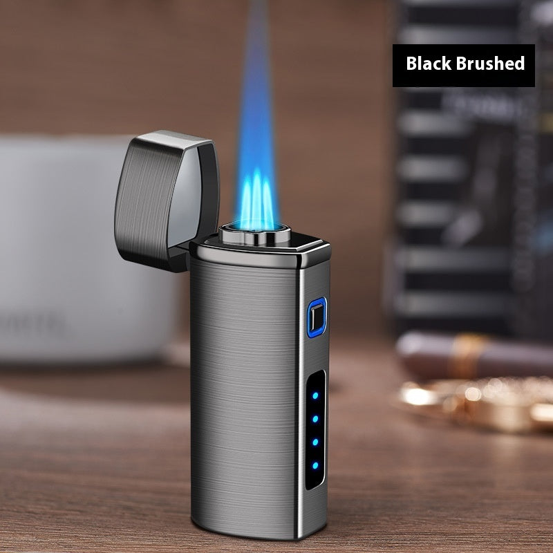 Power Display Three Direct Charging With Puncher Button Windproof Lighter