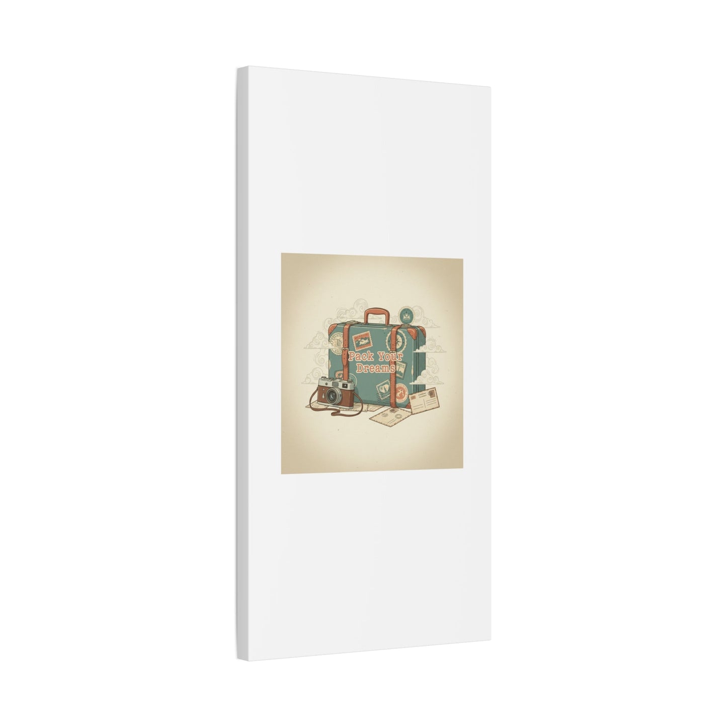 Pack Your Dreams Canvas | Retro Travel Postcard, Wanderlust Passport Stamp Art