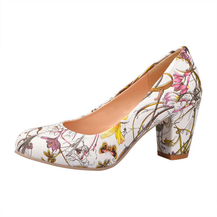 Shallow round head single shoes thick