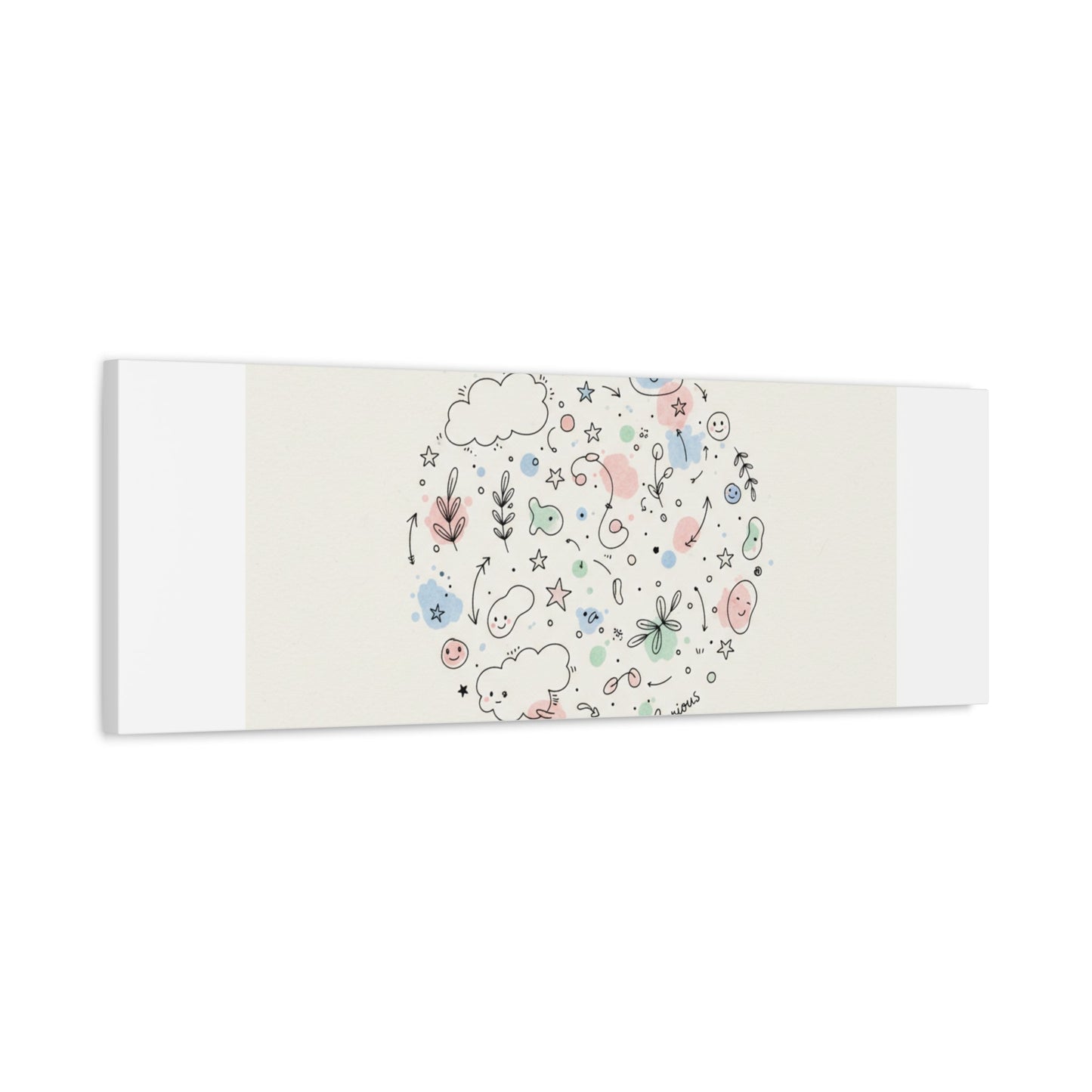 Doodle Circle Line Drawing Matte Canvas, Hand-Drawn Sketch Art