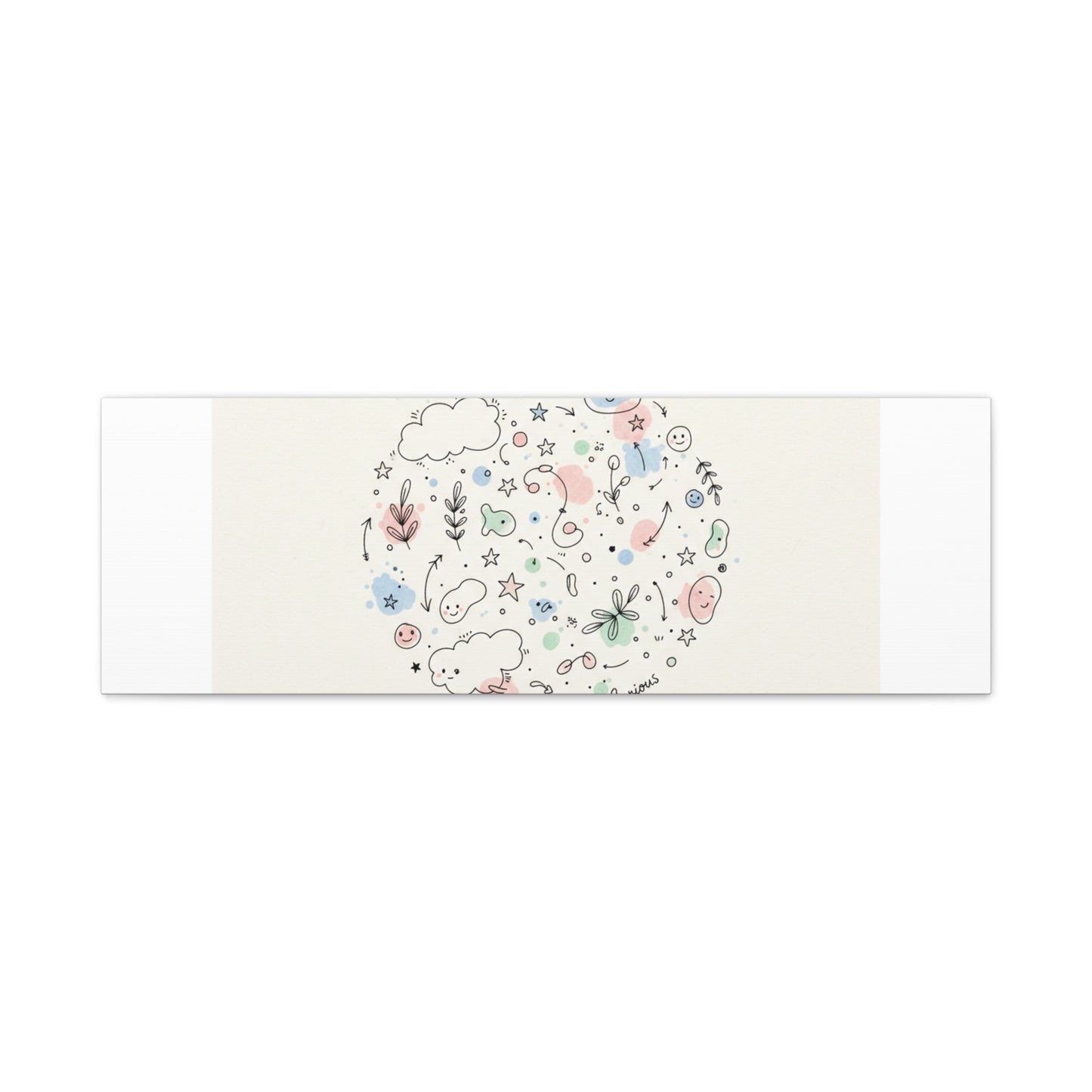 Doodle Circle Line Drawing Matte Canvas, Hand-Drawn Sketch Art