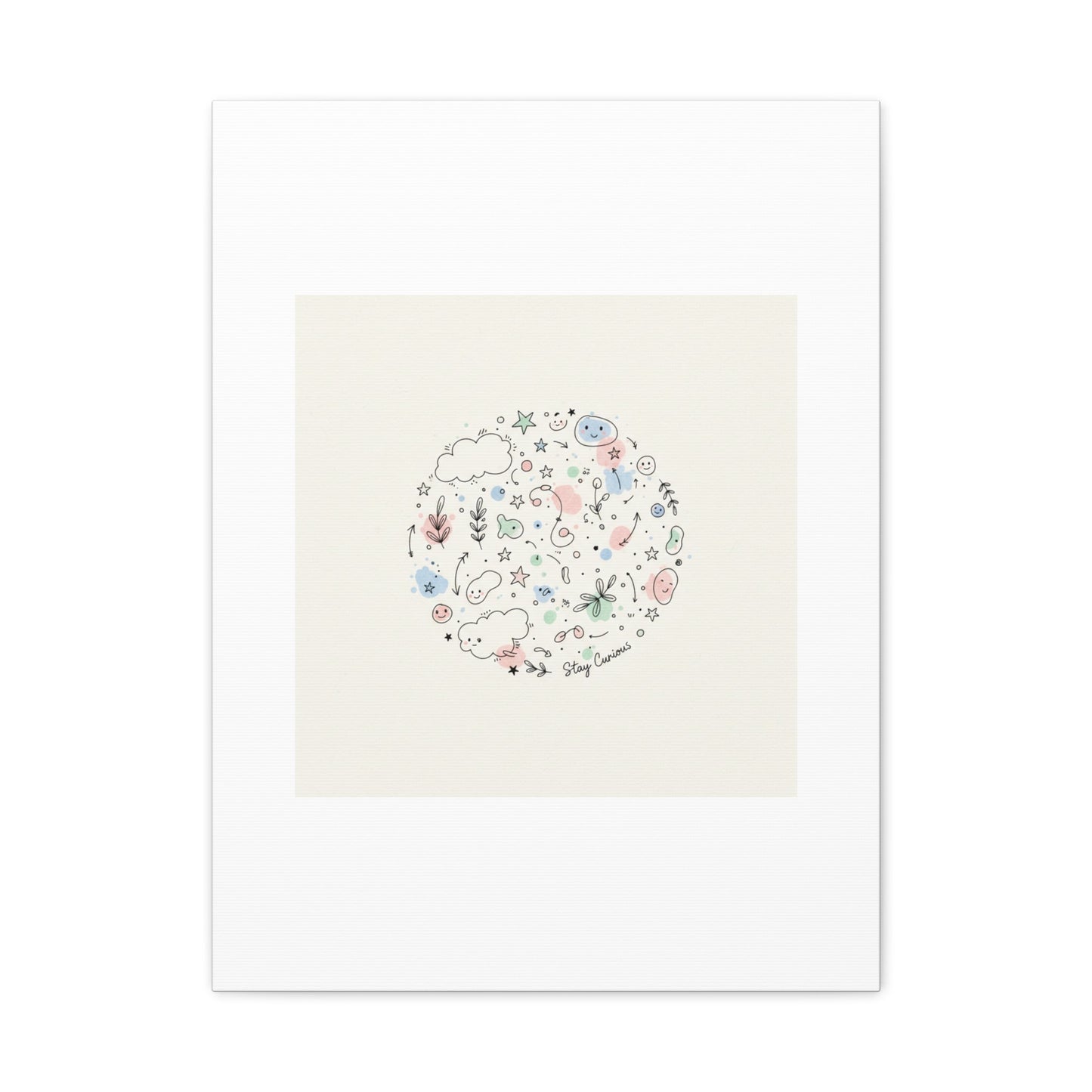 Doodle Circle Line Drawing Matte Canvas, Hand-Drawn Sketch Art
