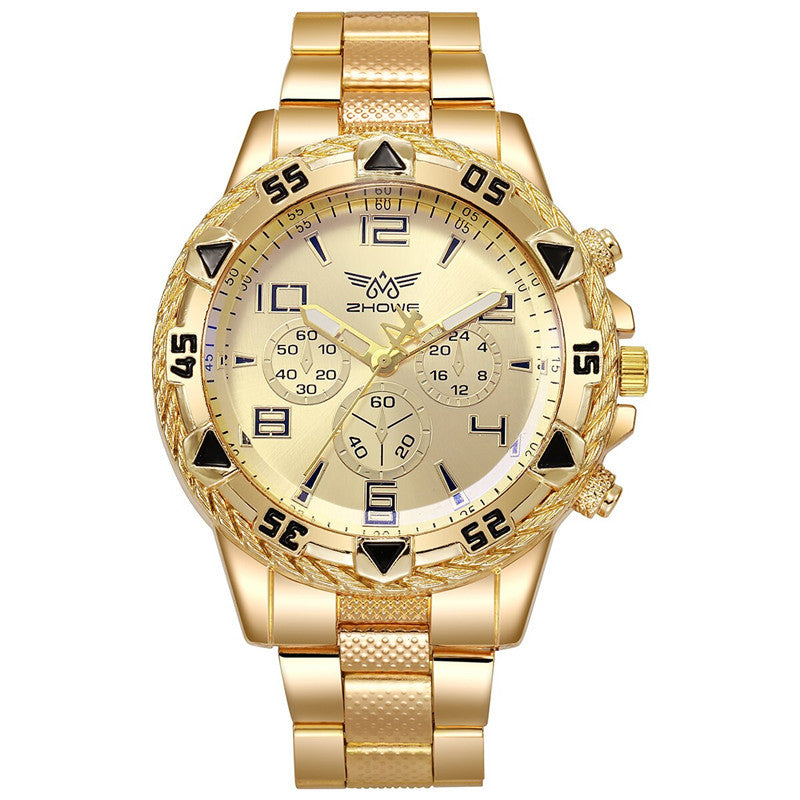 Men's casual sports men's watch steel strap quartz watch large dial