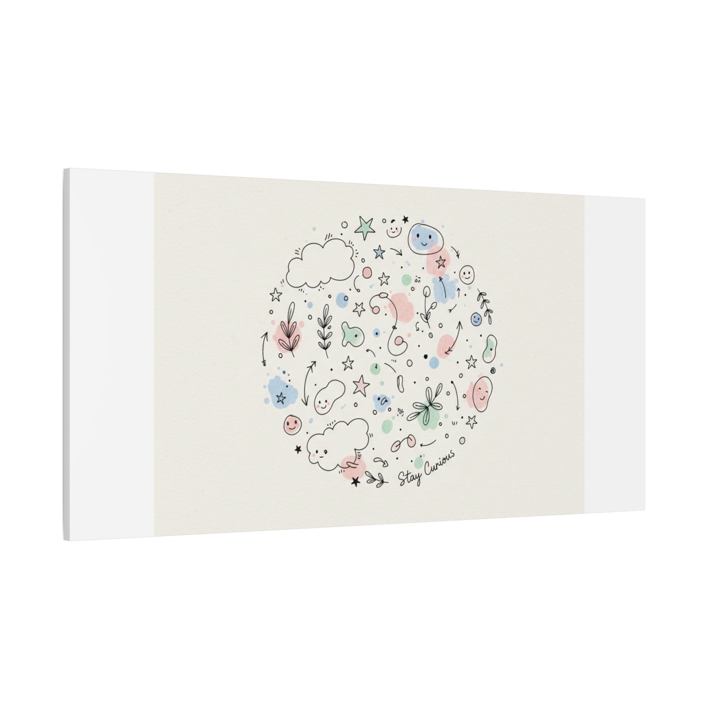 Doodle Circle Line Drawing Matte Canvas, Hand-Drawn Sketch Art