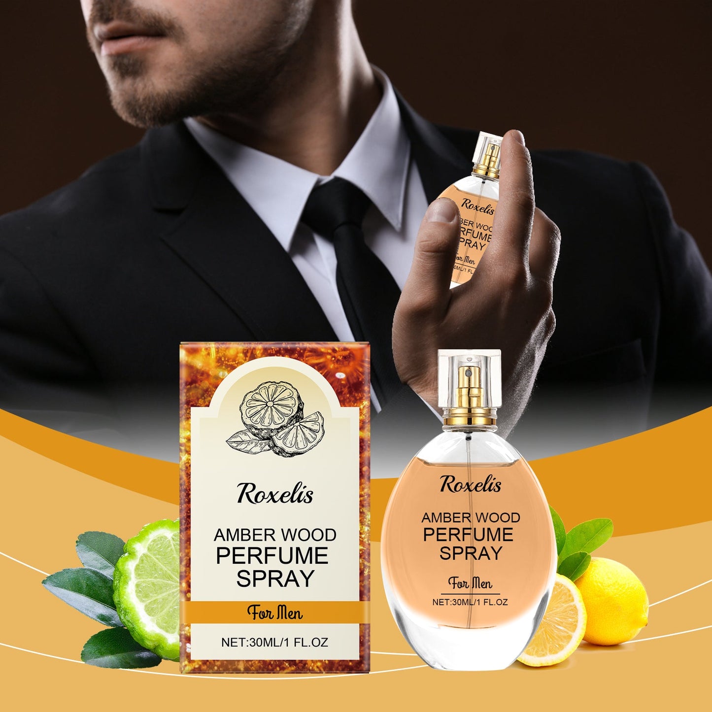 Amber Wood Perfume Spray Fresh Scent Exudes Charm Amber Natural Light Long-Lasting Portable Perfume