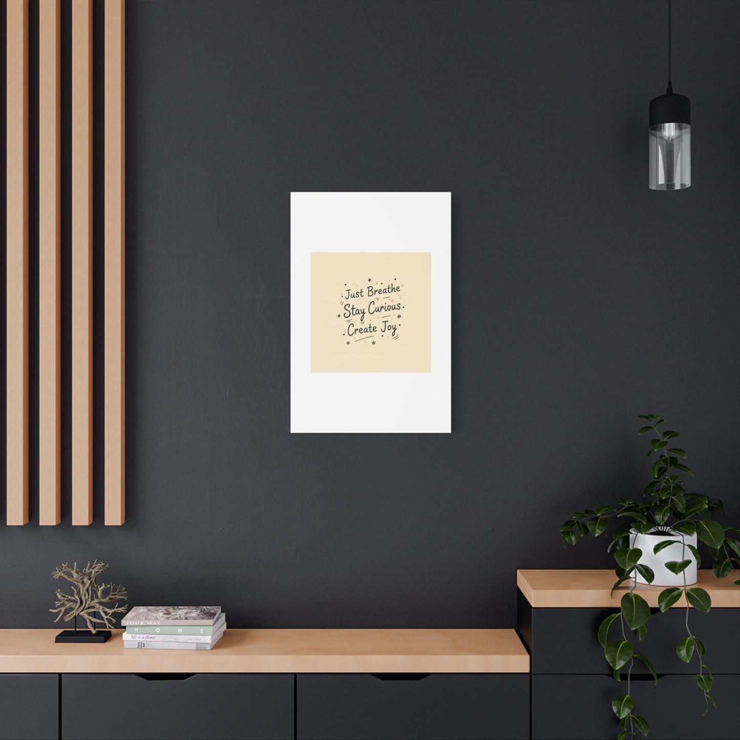 Just Breathe Stay Curious Create Joy Canvas | Messy Handwritten Typography, Doodle Text Art