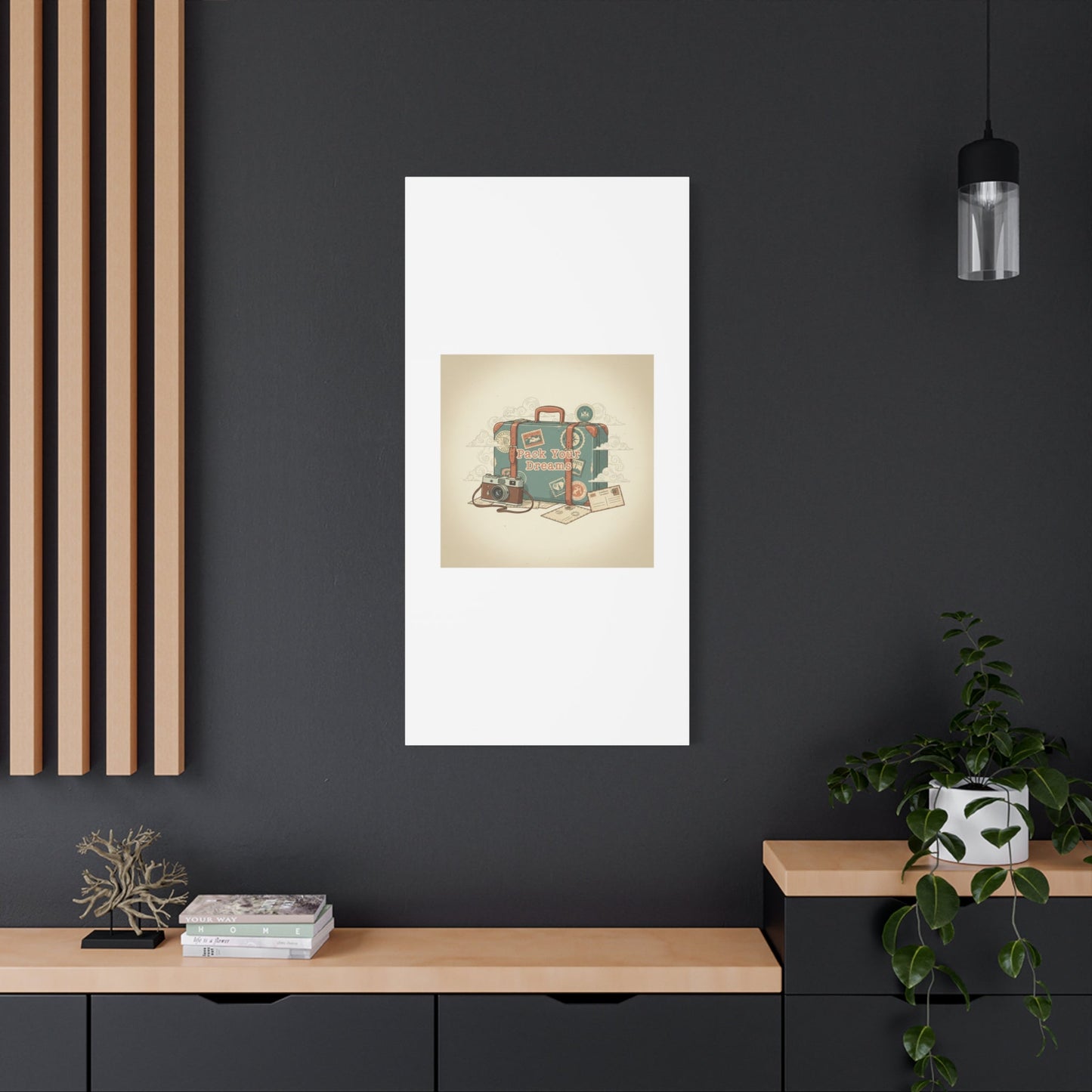 Pack Your Dreams Canvas | Retro Travel Postcard, Wanderlust Passport Stamp Art