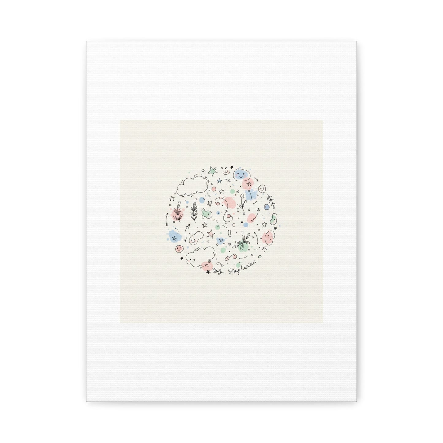 Doodle Circle Line Drawing Matte Canvas, Hand-Drawn Sketch Art