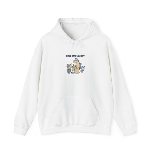 Work Horse Jockey Hoodie | corporate burnout parody, office horse design