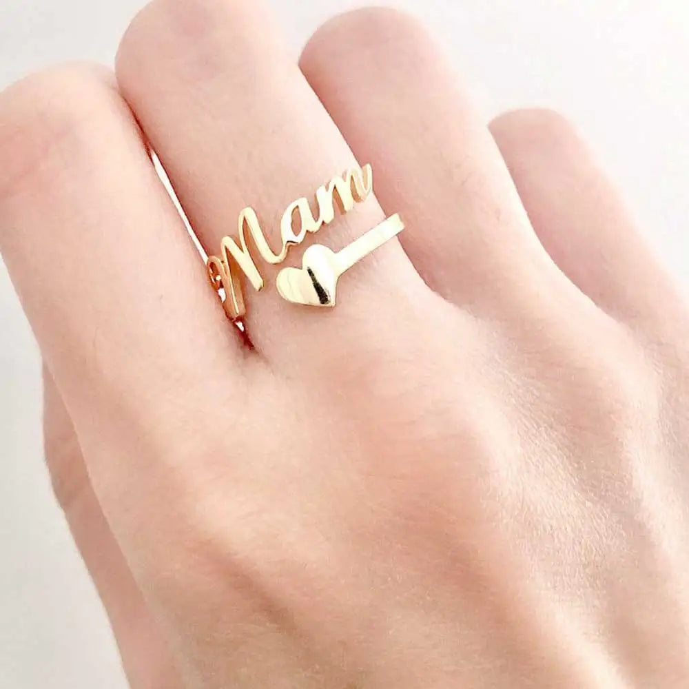 Customized Name Men Women Ring Personalized Love Heart Fashion Stainless Steel Rings Jewelry Valentine's Day Gifts