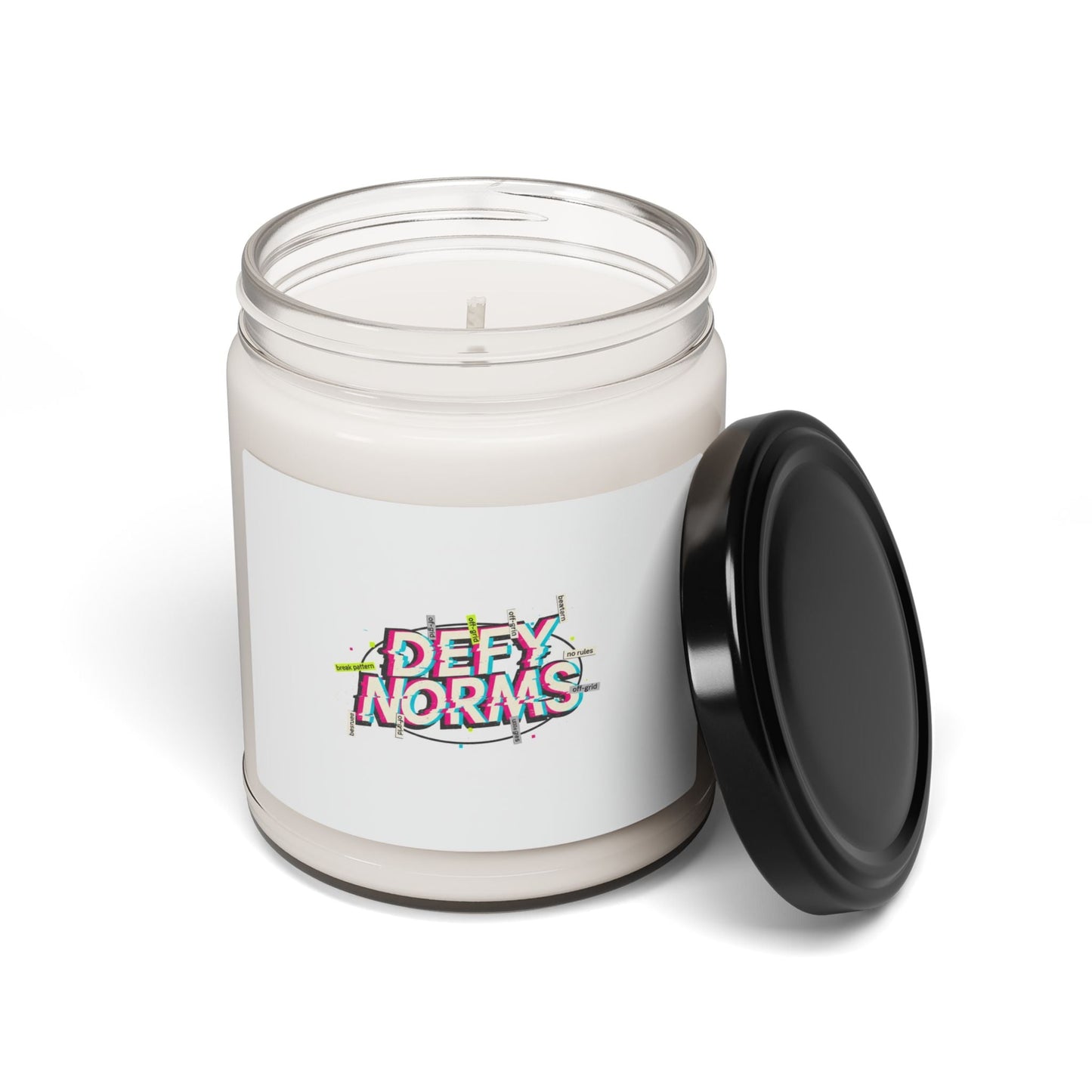 Defy Norms Candle | Scented Soy Candle, Anti-Aesthetic Glitch Typography