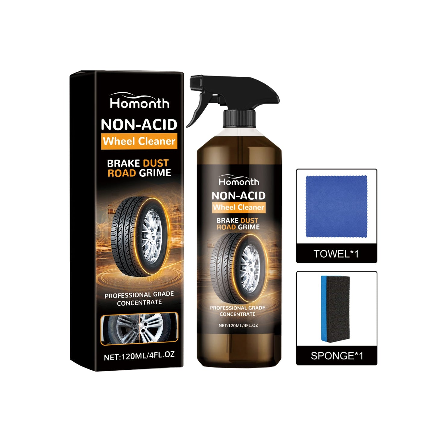 Non-Acid Wheel Cleaner, Wheel Hub Renovation Cleaning And Polishing Maintenance Multi-Functional Cleaning Agent