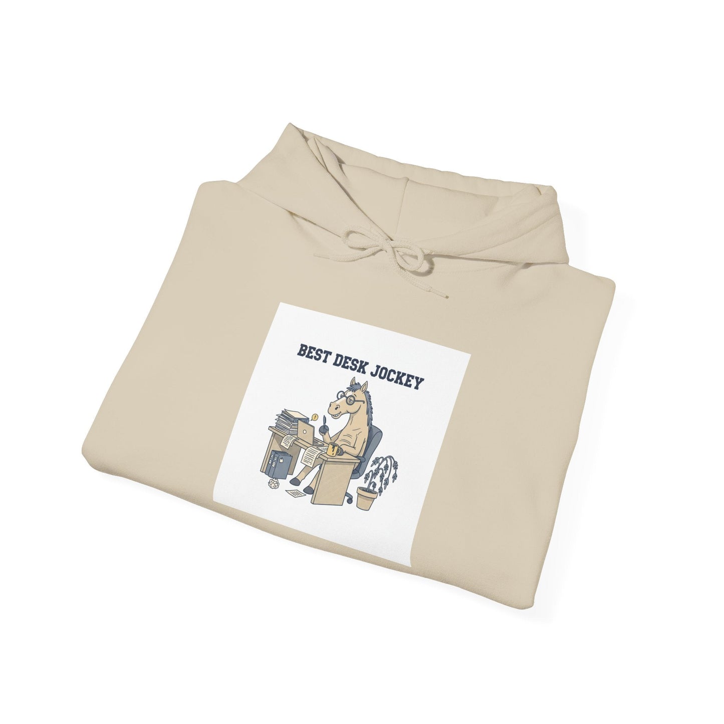 Work Horse Jockey Hoodie | corporate burnout parody, office horse design
