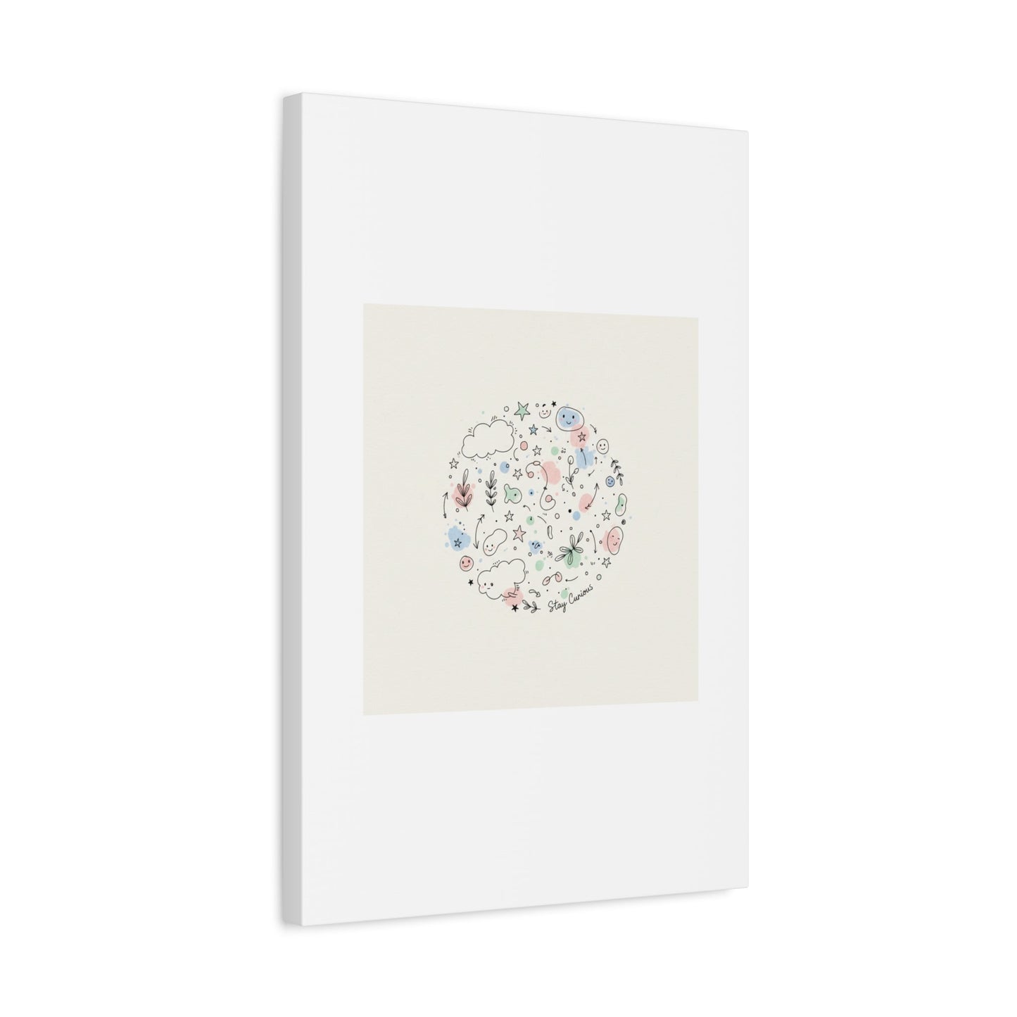 Doodle Circle Line Drawing Matte Canvas, Hand-Drawn Sketch Art