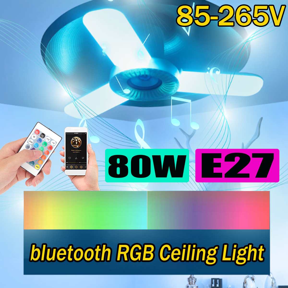 RGB three leaf folding Bluetooth music lamp
