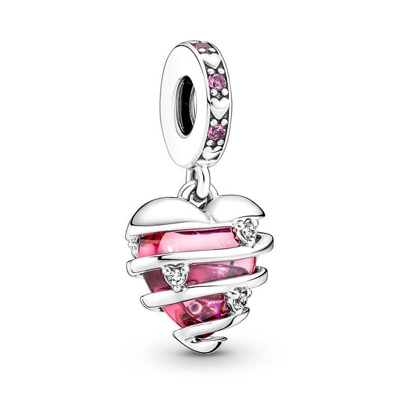 S925 sterling silver eternal confession double surround heart small motorcycle DIY accessories