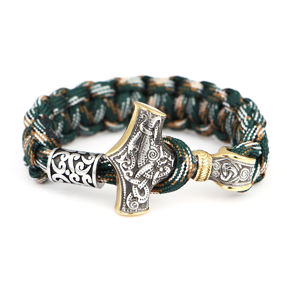 Stainless Steel Titanium Umbrella Rope Hand Braided Bracelet Men's Jewelry