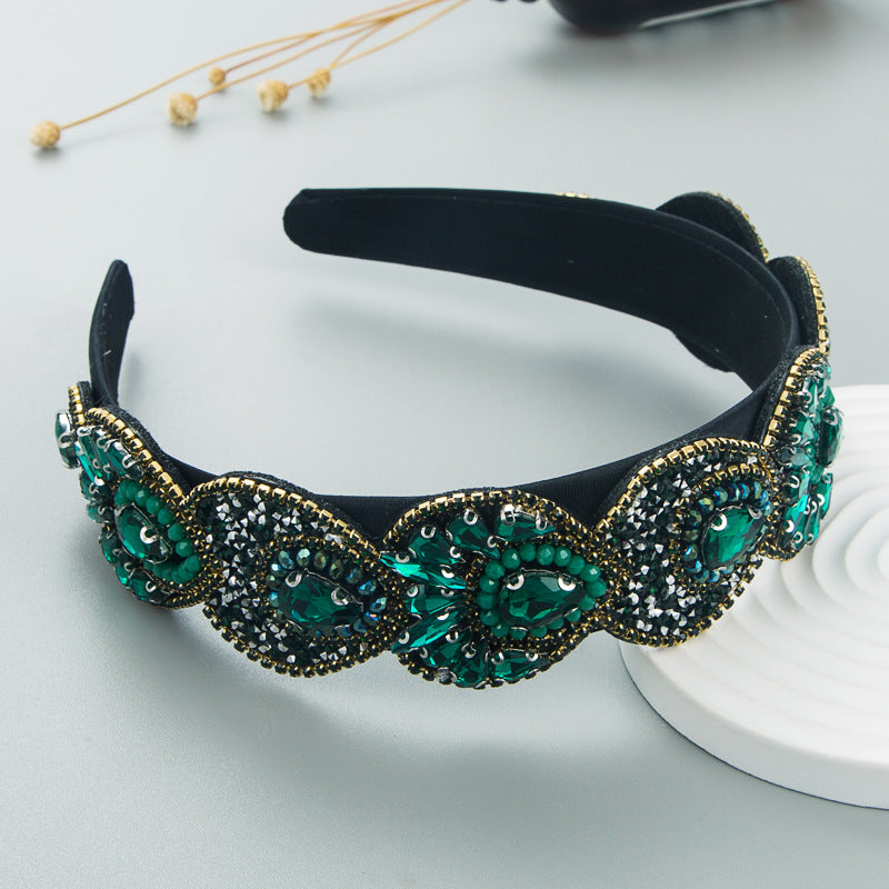 Hair Hoop Fashion Retro Baroque Crystal Head Hoop Korean High-End Hair Accessories Korean Version Of The Hair Cave