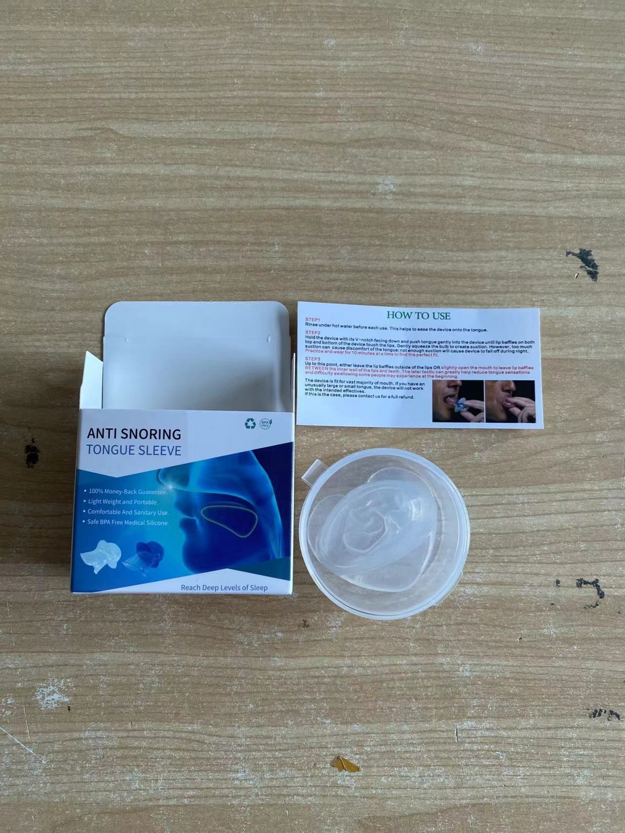 Anti snoring tongue sleeve device, anti snoring device, tongue silicone anti snoring respirator, sleep apparatus