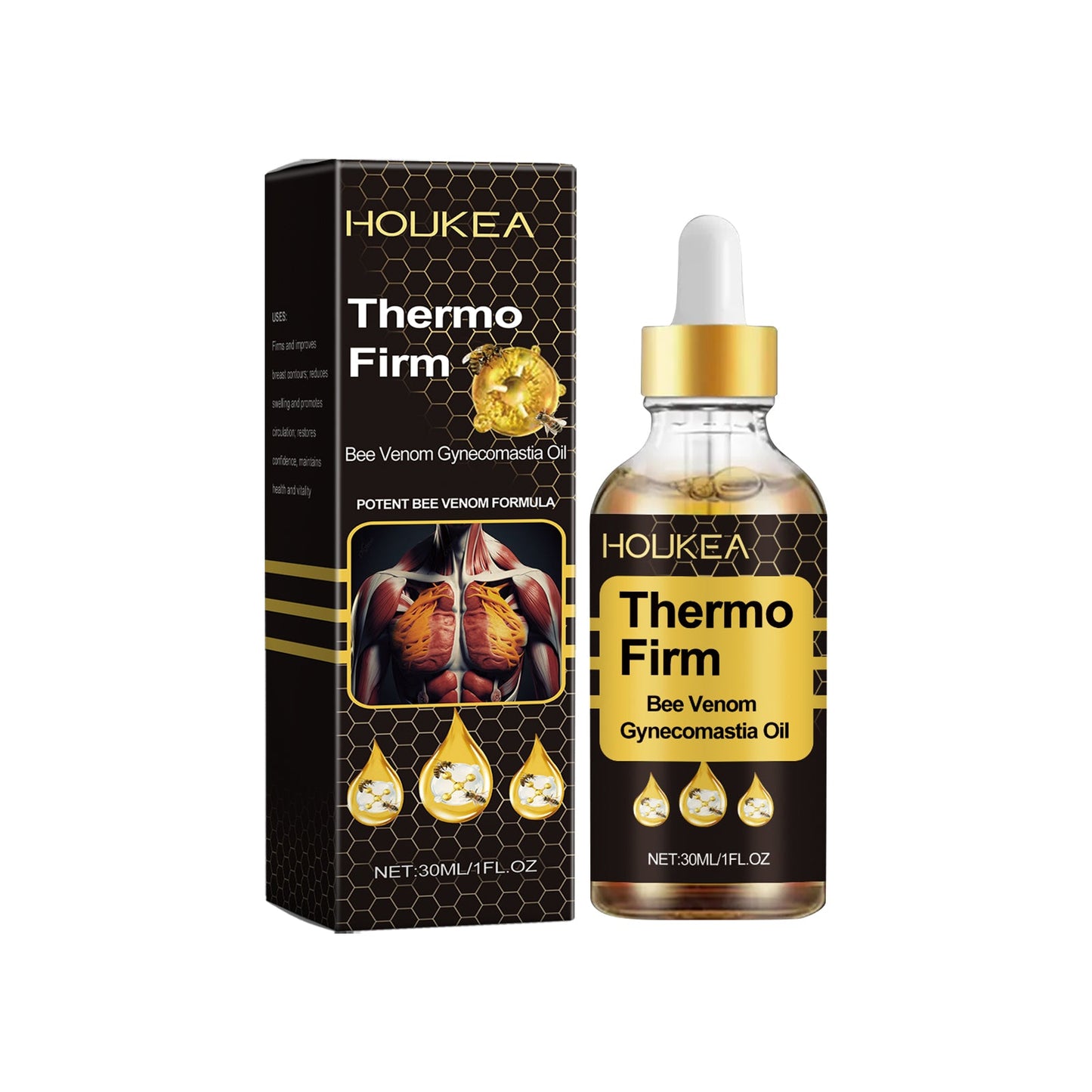 Bee Venom Men's Chest Care Oil Men's Improved Chest Contour Massage Care Essential Oil