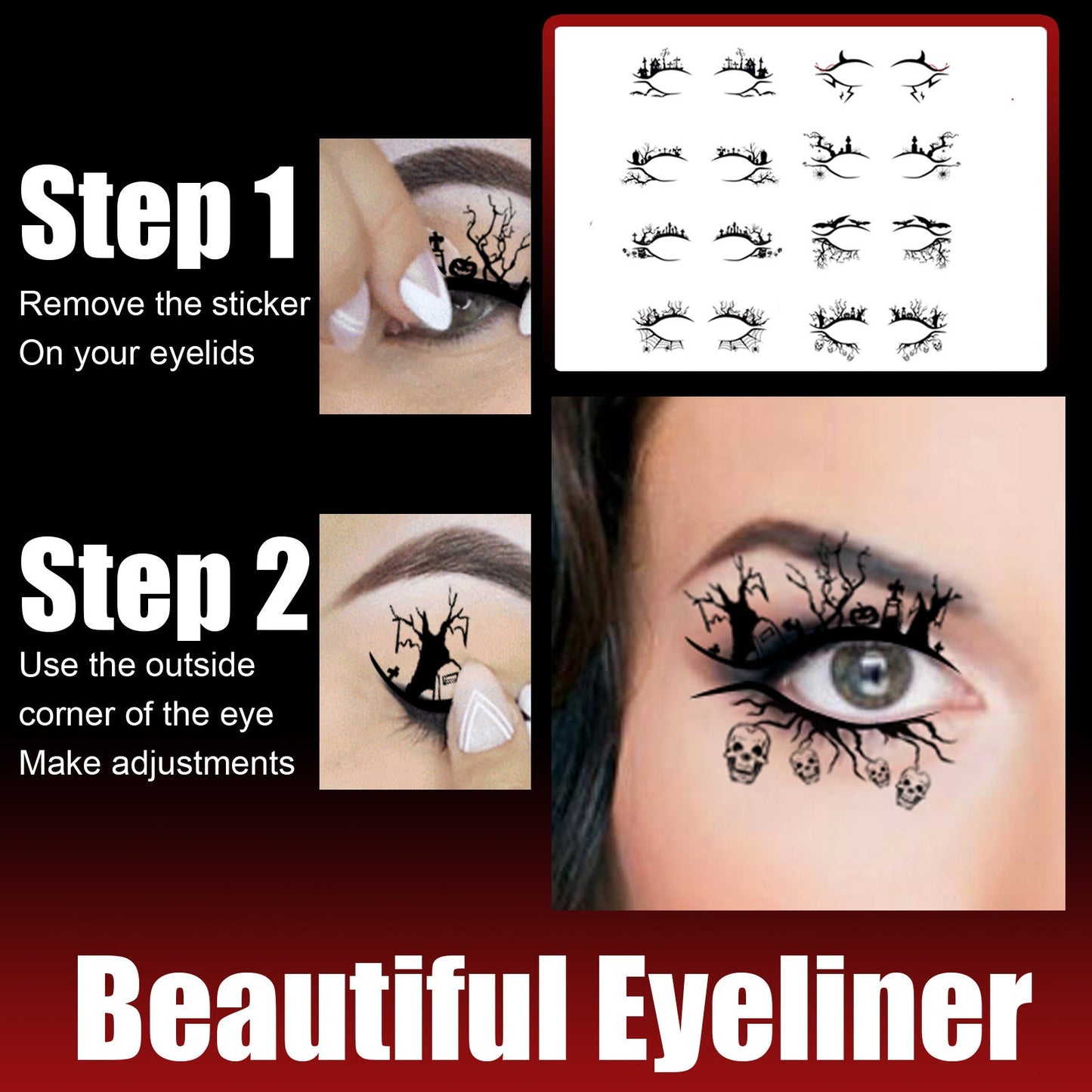 Halloween Eyeliner Stick Scary Fashion Party Makeup Kit Bat Spider Decorative Eyeliner Eyeshadow Stick
