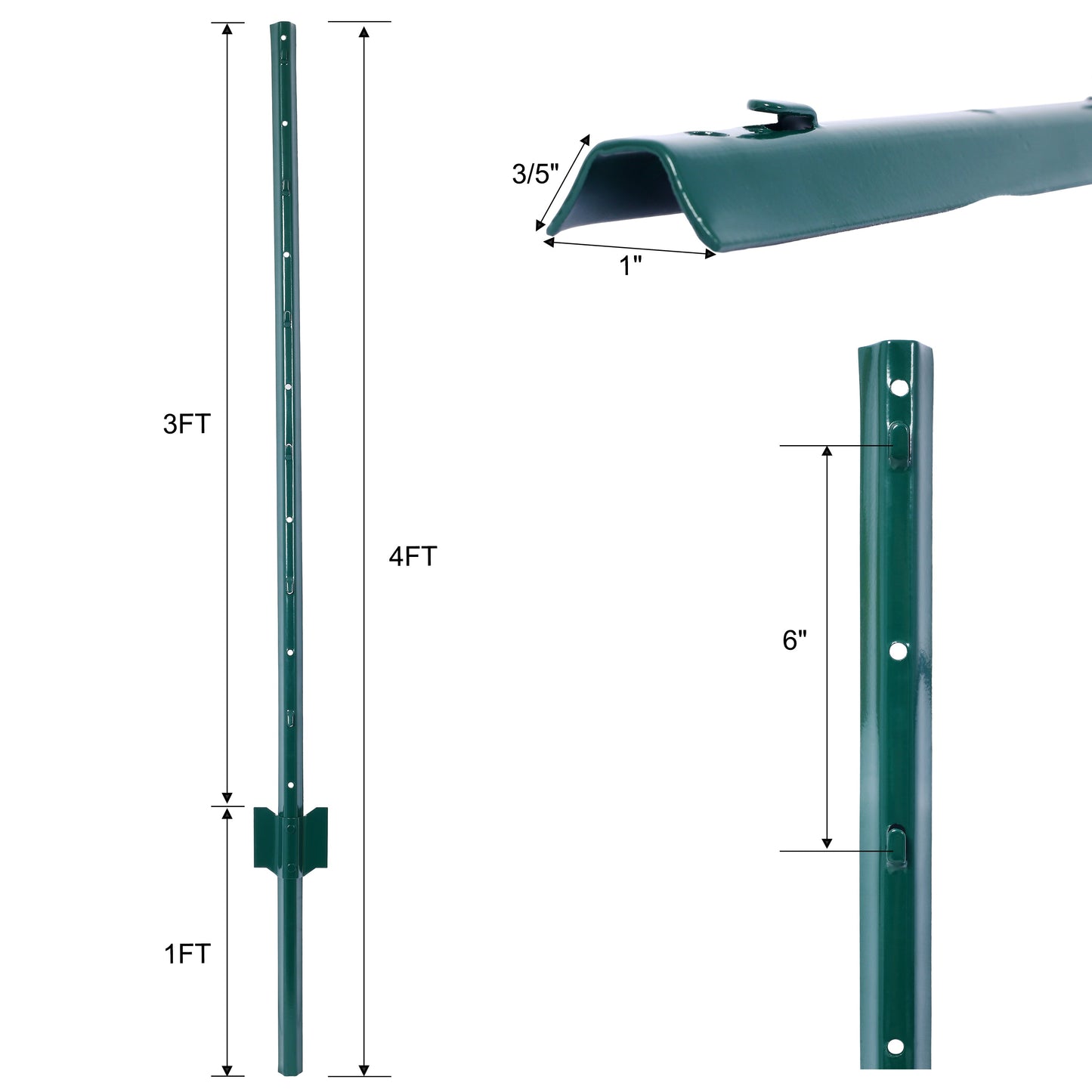 Fence posts ranging from 5 feet to 10 bags, heavy-duty metal fence posts with U-shaped grooves