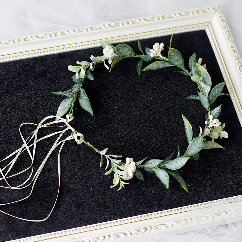 Minimalist Forest Flower Wreath Headflower Pregnant Women Spring Forest Shooting Green Plants Fresh Headwear Children's Festival Accessories