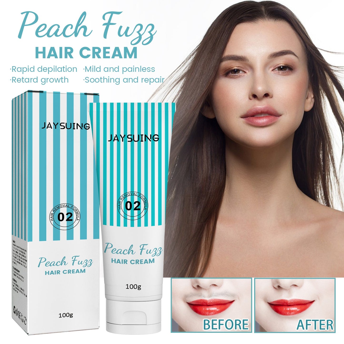 Lip Hair Removal Cream, Gentle Non-Irritating Facial Hair Removal Cream Smooth And Delicate Skin Hair Removal Cream