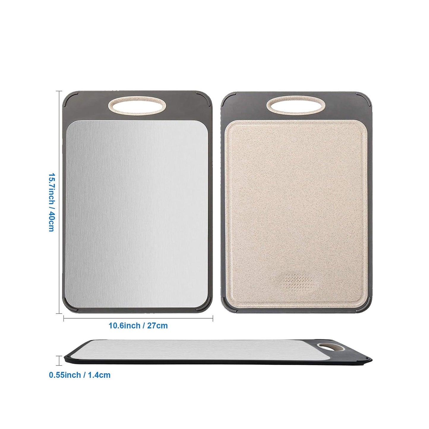 Double sided plastic stainless steel cutting board for household kitchen wheat straw PP cutting board cutting board
