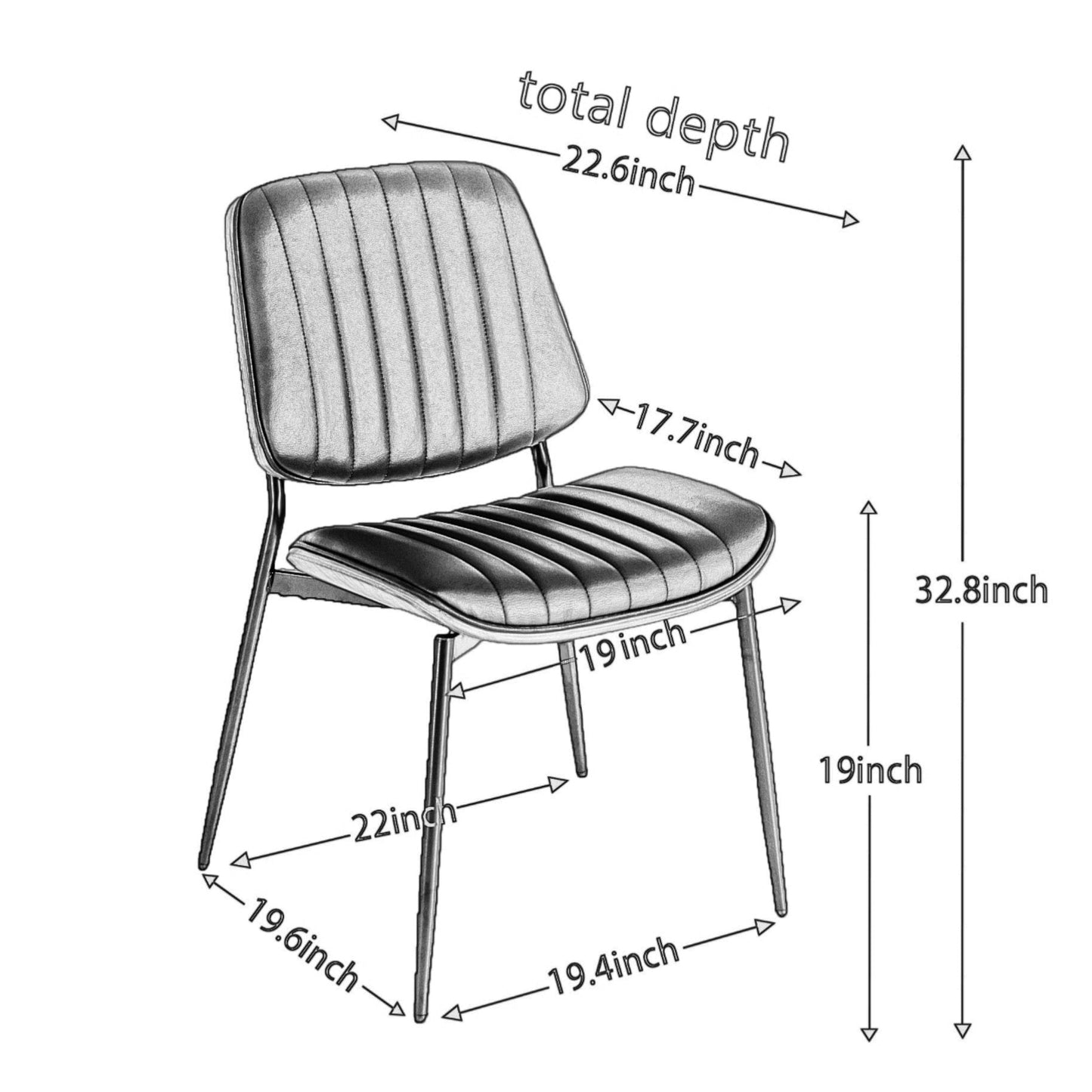 2-piece retro linen chair set with curved wooden backrest, cushioned seat, adjustable metal legs, (Beige Linen)