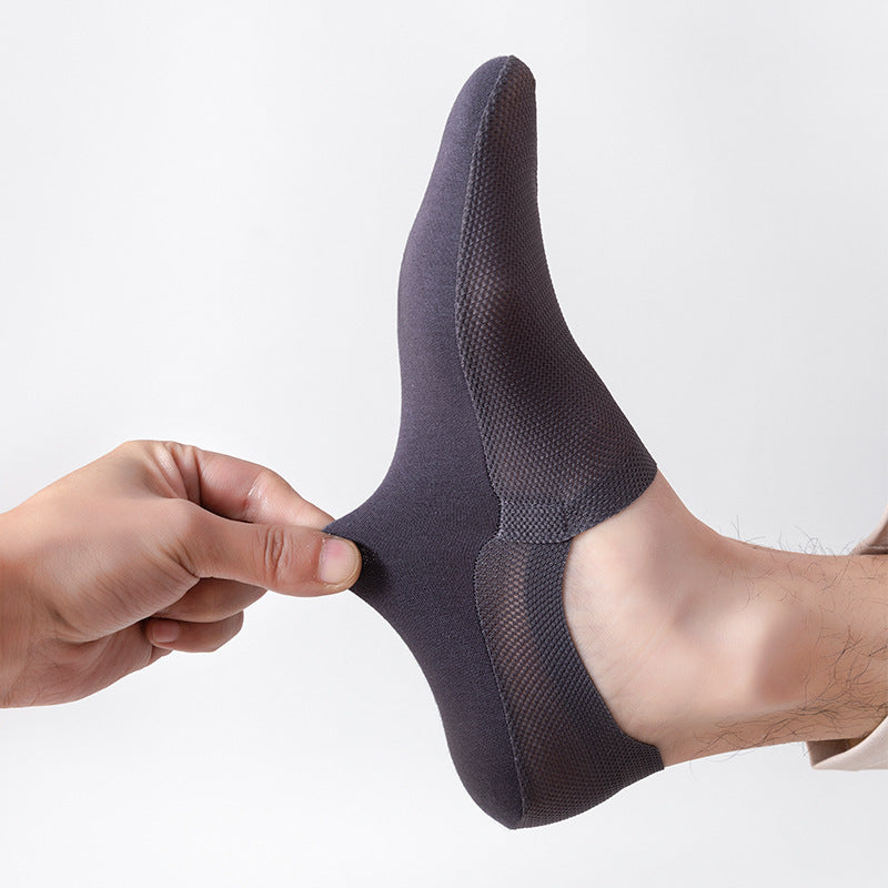 Men's thin breathable mesh boat socks short socks shallow mouth ice silk invisible socks ﻿