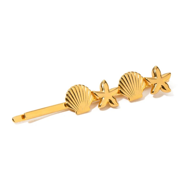 Stainless steel shell hair clip with bangs, high-end feel, ins metal hair accessories, broken hair clip at the back of the head