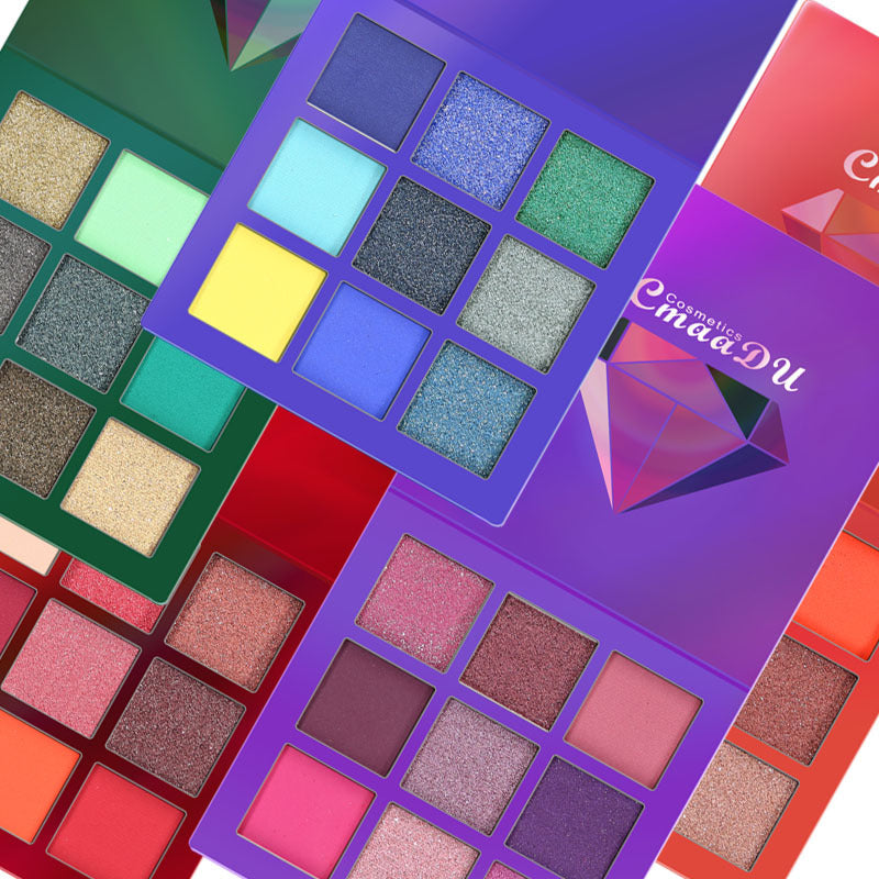 CmaaDu 9 Colors Eye Shadow Diamond Shine Eyeshadow Palette Shiny Highlight Eyeshadow